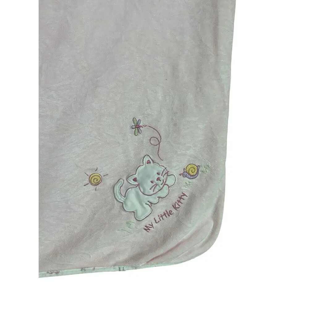 HW Carter & Sons “My Little Kitty” Puppy Snail Pink Baby Blanket